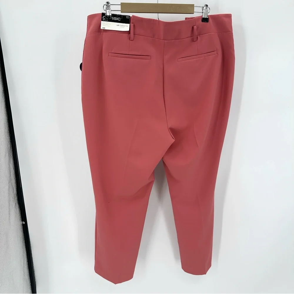 Liz Claiborne Pants Womens 16 Career Classic Dusty Cedar Ankle Taper Office NWD